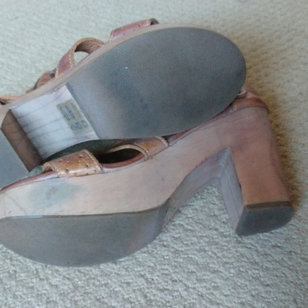 Bed/Stu Chunky Wooden Heel Sandals Size 7 - Picture 5 of 8